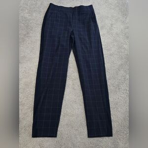 Athleta Blue Brooklyn Textured Ankle Pant with Windowpane Pattern